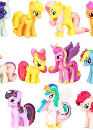 Набір фігурок мій маленький поні resteq. ігрові фігурки із мультфільму my little pony 12 шт. іграшка поні єдиноріг. фігурки май