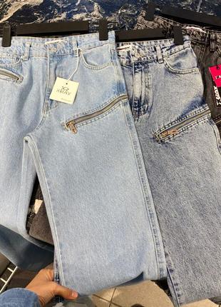 Женские трендовые качественные серые джинсы трубы с молниями по бокох в стиле xray джинсовые штаны графит7 фото