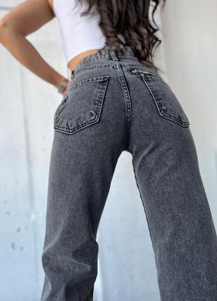 Женские трендовые качественные серые джинсы трубы с молниями по бокох в стиле xray джинсовые штаны графит4 фото