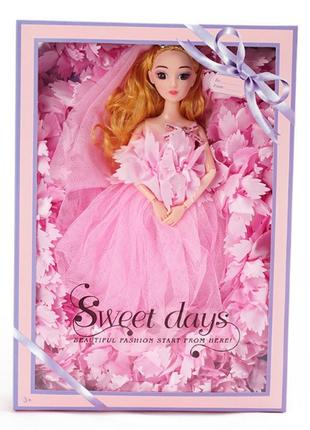 Лялька у весільній сукні 30см. лялька шарнірна в рожевій сукні. лялька принцеса2 фото