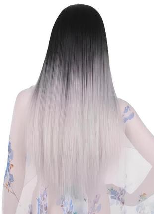 Довга сірий перука resteq 60 см, пряме волосся, перуки з високоякісних синтетичних термостійких волокон