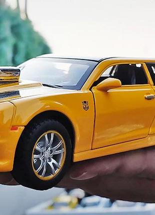 Модель автомобиля chevrolet camaro удлиненная желтая, модель высокого качества 1:32 из сплава, музыка и свет.