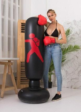Надувная боксерская груша антистресс 160 см. боксерская груша для дома напольная. без перчаток, с насосом5 фото