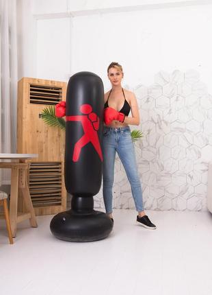 Надувная боксерская груша антистресс 160 см. боксерская груша для дома напольная. без перчаток, с насосом4 фото