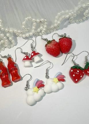 Набір жіночих сережок-крапель зі смоли, дитячі сережки 10 шт, прикраси з дизайном, сережки-краплі для дівчаток4 фото
