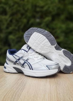 Asics gel-1130 білі з синім кросівки кеди чоловічі асікс весняні літні демісезонні демісезон низькі текстильні сітка легкі відмінна якість текстиль6 фото