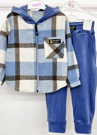 Цена от размера! костюм - двойка детский подростковый, кофта с капюшоном, штаны велюровые, голубой1 фото