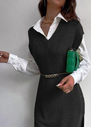 ❤ практичный шерстяной сарафан жилет безрукавка туника платье-мини5 фото
