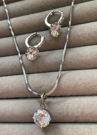 Роскошный набор серьги и подвеска в сребре