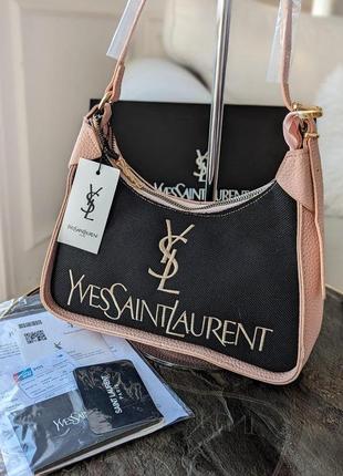 Женская сумка yves saint laurent ysl ив сен лоран багет темно-пудровый