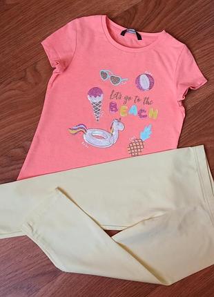 Футболочка george + бриджики primark на 6-7 лет