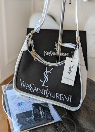 Женская сумка yves saint laurent ysl ив сен лоран багет темно-белый