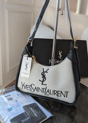 Женская сумка yves saint laurent ysl ив сен лоран багет светло-черный