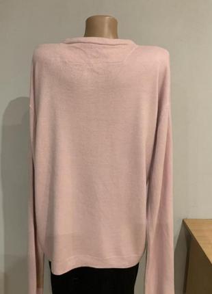Эффектный нежно- розовый пуловер,имитация футболки3 фото