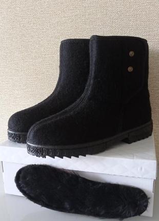Бурки жіночі валянки зимові короткі чоботи на липучці угги теплі чорні 37р = 24 см8 фото