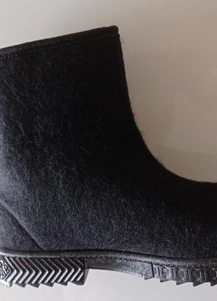 Жіночі зимові теплі чоботи-валянки, бурки угги короткі на липучці чорні 39р = 25.1 см4 фото