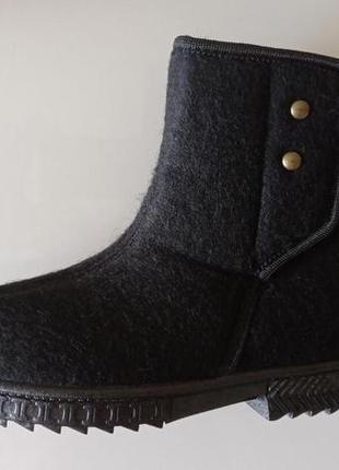 Жіночі зимові теплі чоботи-валянки, бурки угги короткі на липучці чорні 39р = 25.1 см6 фото