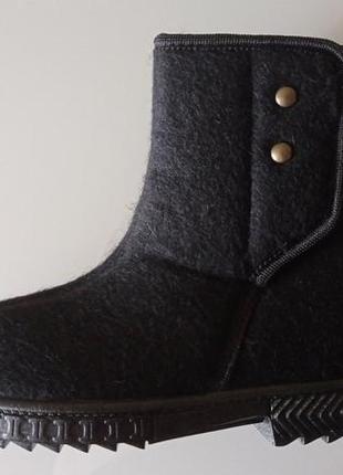 Жіночі зимові теплі чоботи-валянки, бурки угги короткі на липучці чорні 42р = 27 см3 фото