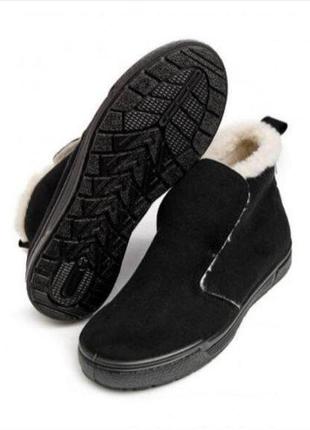 Женские зимние ботинки замшевые на меху черные угги 42р = 27 см2 фото