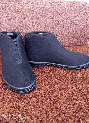 Чоловічі валянки бурки теплі зимові черевики на блискавці чорні 40р = 26 см