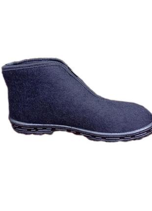 Мужские бурки валенки тёплые зимние ботинки на молнии чёрные 40р = 26 см