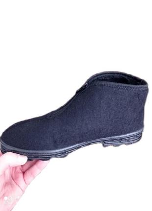 Мужские бурки валенки тёплые зимние ботинки на молнии чёрные 40р = 26 см