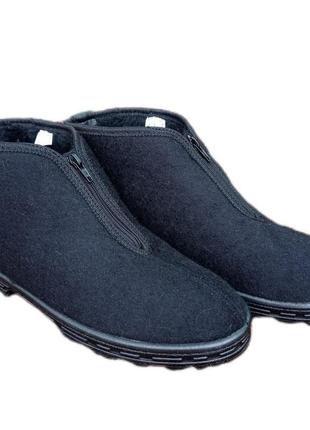 Мужские бурки валенки тёплые зимние ботинки на молнии чёрные 40р = 26 см