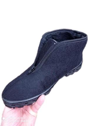 Мужские бурки валенки тёплые зимние ботинки на молнии чёрные 40р = 26 см