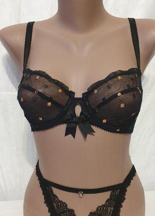 Трусики міні стрінги чорне мереживо