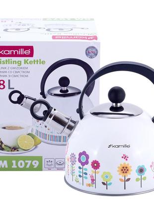 Чайник со свистком kamille km-1079rs 1.8 л