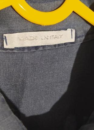 Х1. льяная итальянская темно-синяя женская рубашка с короткими рукавами лён лен льяная оверсайз2 фото