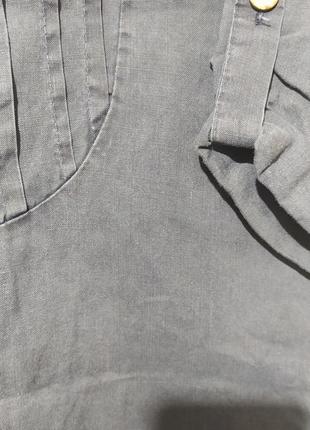 Х1. льяная итальянская темно-синяя женская рубашка с короткими рукавами лён лен льяная оверсайз5 фото