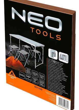 Neo tools набір стіл та стільці розкладні, стіл 120х60х54(74)см, 4 стільці, 6.9кг7 фото