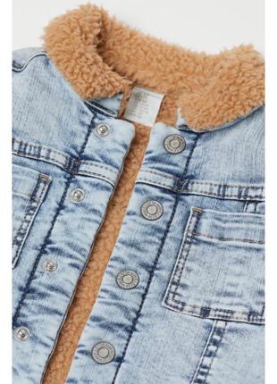 Классная джинсовая теплая курточка h&m на 3-4 годика2 фото
