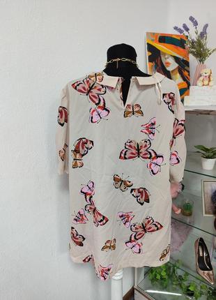 Блуза с воротничком в бабочки, батальная4 фото