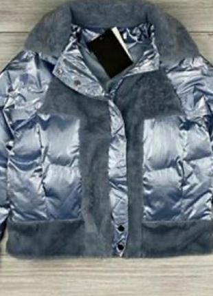 Стильная куртка,с меховыми вставками , люкс качество 💖 размер л.2 фото