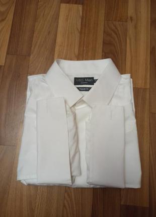 Белая вечерняя классическая рубашка под смокинг широкие манжеты