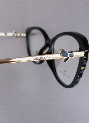 Swarovski оправа для очков черная с золотыми дужками8 фото