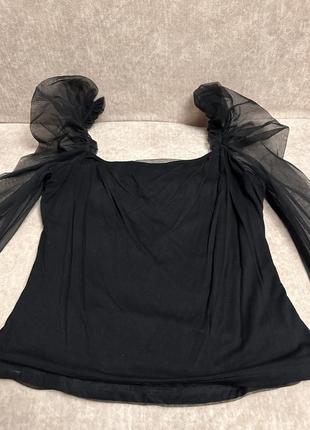 Кофта черная с рукавами сеткой3 фото