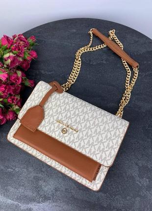 Жіноча сумка michael kors milk/brown