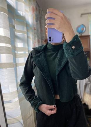 Шерстяной пиджак вынтаж укороченный винтажный пиджак