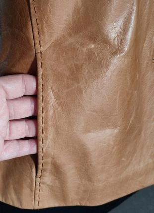 Куртка-піджак із рудої шкіри.6 фото