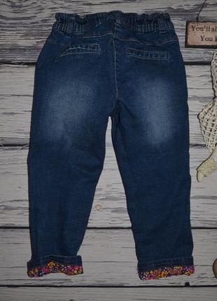 3 года 98 см фирменные джинсы для моднявок утеплены с манжетами цветы8 фото