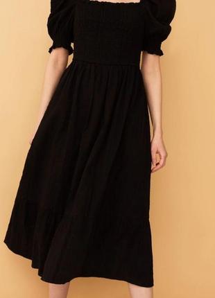 Бавовняна довга чорна сукня , плаття