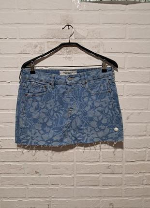 Красивая женская джинсовая мини юбка