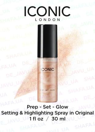 Спрей для увлажнения фиксации макияжу и сияния кожи iconic koelf prep set glow setting spray