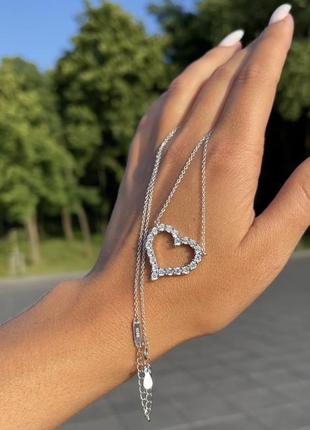 Серебряное ожерелье сердце1 фото