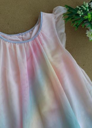 Праздничное фатиновое радужное платье на 8-10 лет единорог, пегас3 фото
