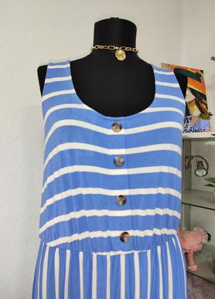 Платье сарафан миди,в полоска, трапеция, вискоза2 фото