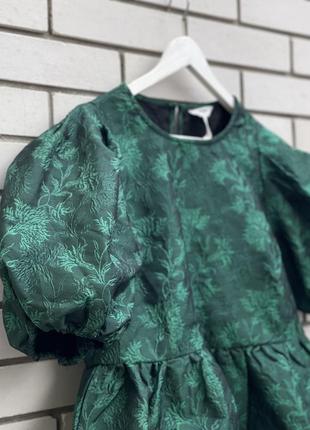 Жакардова зелена блузка з обʼємними рукавами object10 фото
